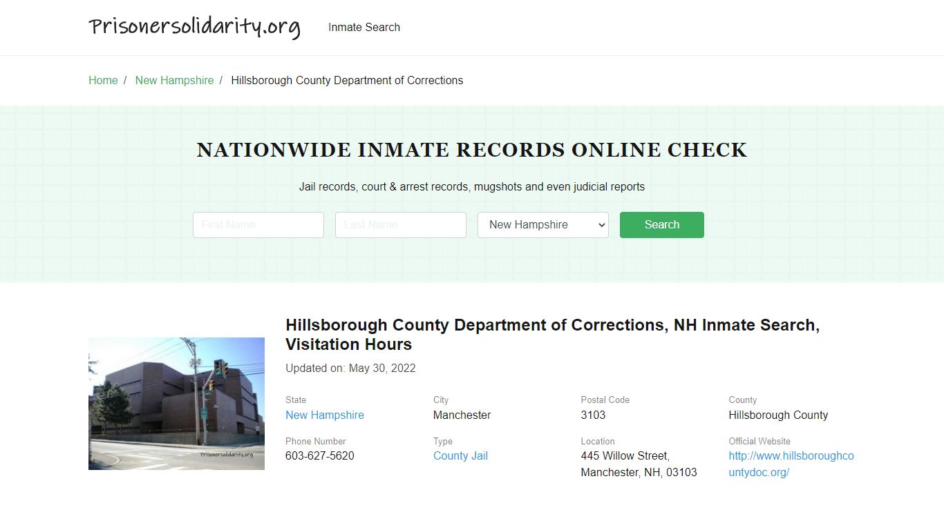 Hillsborough County Department of Corrections, NH Inmate Search ...